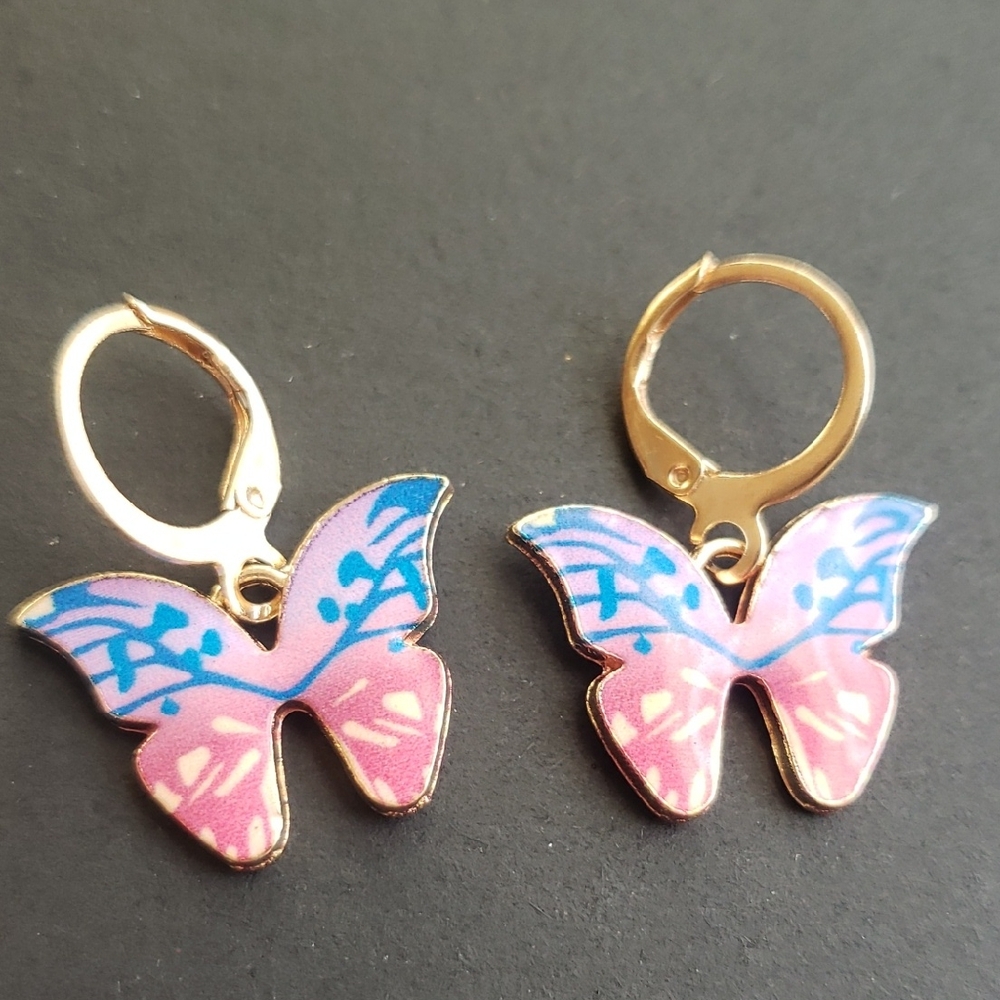 Pink/Blue Butterfly Earrings 🦋